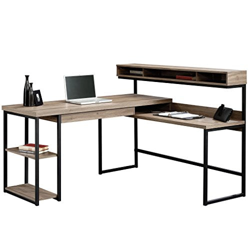 Sauder 414417 Transit L-Desk, L: 60.71" x W: 59.06" x H: 42.52", Salt Oak finish