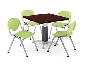 OFM PKG-BRK-022-0018 Breakroom Package, Mahogany Table/Lime Green Chair