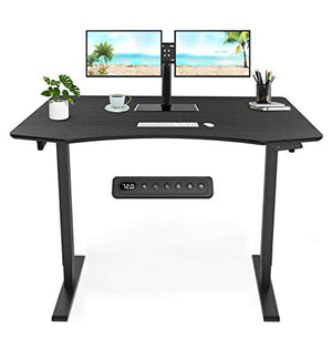 MAIDeSITe Electric Standing Desk Height Adjustable Desk Electric Stand Up Desk Workstation Dual Motor 55 x 28 Inches, Black Frame/Black Top…
