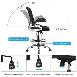 POWERSTONE Tall Drafting Chair with Footrest, Ergonomic Adjustable Height Stool (6 pcs)