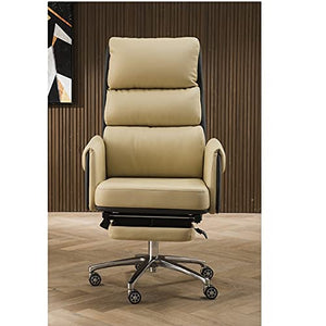 YIORYO Ergonomic Leather Executive Office Chair, High Back Boss Chair (Gray/Beige)