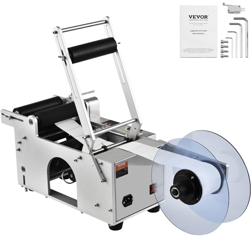 VEVOR Semi-Automatic Round Labeling Machine, Electric Bottle Label Applicator