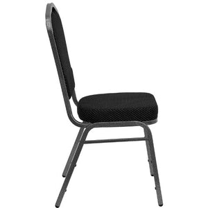 LIVING TRENDS Marvelius Crown Back Stacking Banquet Chair - Black Dot Patterned Fabric - Silver Vein Frame