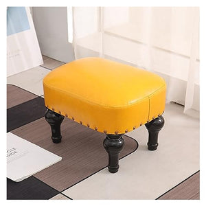 GaRcan Leather Wooden Footstool with Padded Seat