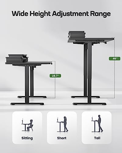 Marsail Electric Standing Desk with Drawers, 48 Inch Adjustable Height - Ergonomic Sit Stand Desk for Office