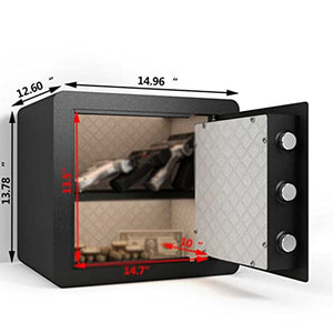 Safe Box, Biometric Fingerprint Safety Boxes for Home, with Digital Touch Pad Double -Deck Cash Money Electronic Safe Box with LED Black