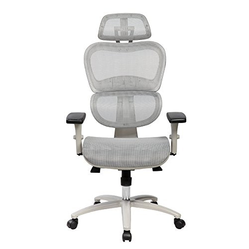 Techni Mobili High Back Mesh Office Executive Chair with Neck Support. Color: Grey