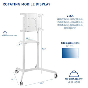 VIVO Premium TV Cart for 32-88" Screens up to 154 lbs, White, STAND-TV02PW