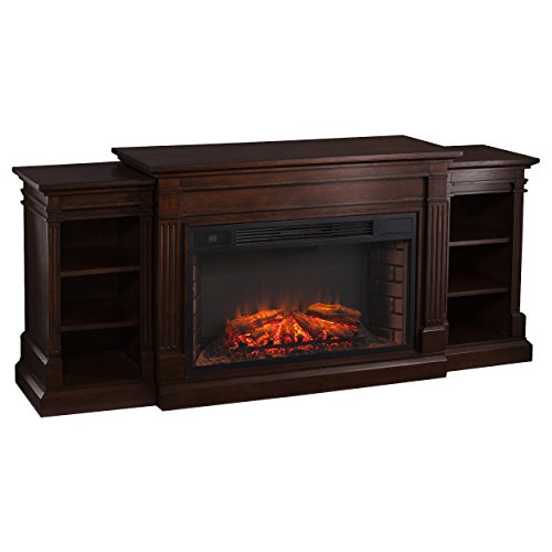 Southern Enterprises Rider Widescreen Electric Fireplace with Bookcase, Espresso Finish