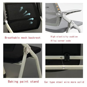 Shenairx Foldable Reception Guest Chair 10 Pack with Wheels, Ergonomic Mesh Lumbar Support & Thickened Cushion