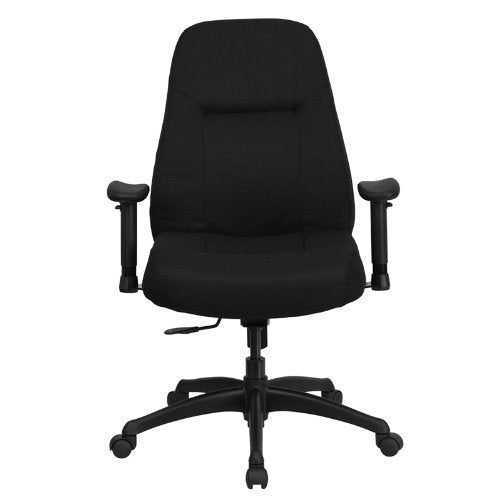 Flash Furniture HERCULES Series 400 lb. Rated High Back Big & Tall Black Fabric Executive Swivel Chair with Adjustable Arms