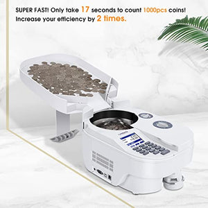 Ribao HCS-25 Coin Counter and Sorter Dual Voltage Portable Value Counting Heavy Duty High Speed 3400/min