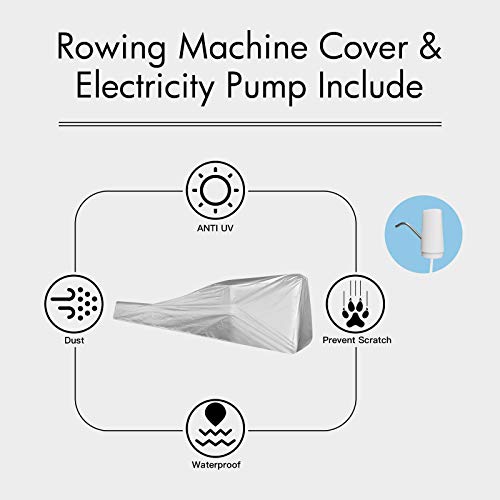 Mr. Rudolf Water Rowing Machine,Black Walnut Wood Rower with Bluetooth Monitor - Indoor Fitness Exercise Home Sports Exercise Equipment(Included an Electric Pump and A Dust Cover)