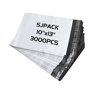 SJPACK 10x13-inch 3000 Bags 2.5 Mil Poly Mailers Envelopes Bags With Self-sealing Strip White Bags