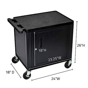Luxor AV Cart with Cabinet and Electric - 26"H, 2 Shelves