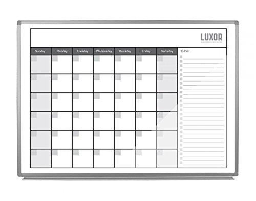 Luxor Dry-Erase Magnetic Monthly Calendar Board - 48" x 36"