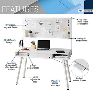 Techni Mobili Study Computer Storage & Magnetic Dry Erase White Board Home Office Desk
