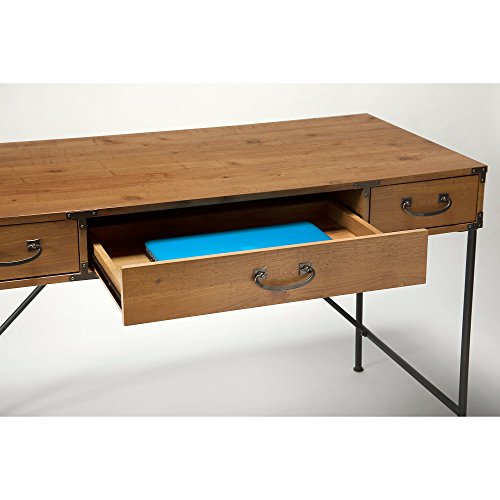 kathy ireland Home by Bush Furniture Ironworks 48W Writing Desk, 2 Drawer Mobile File Cabinet, 6 Cube Bookcase, and Lateral File Cabinet in Vintage Golden Pine