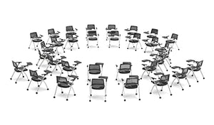 TEAMtime 32 Person Flip Table Student Chair - Model 2061, Black Color, Compact Storage