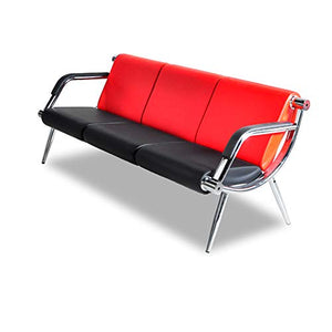 Walnest Waiting Room Bench 5 Seat Red Black PU Leather Office Furniture