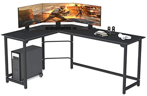 SZXKT L Shaped Desk Home Office Corner Desk 67" Computer Table Sturdy Gaming Desk Wooden Table Workstation Reversible Modern Simple Multi-Usage Desk with Storage Bag Space-Saving Writing Desk（Black）