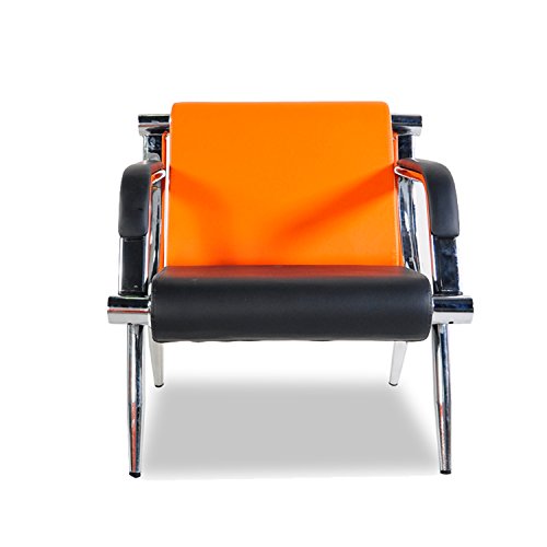 walnest Office Reception Chairs Set Guest Chair with Armrest Leather Room Sofa Padded Cushions Airport Hospital Bank (21-Seat,Orange and Black)