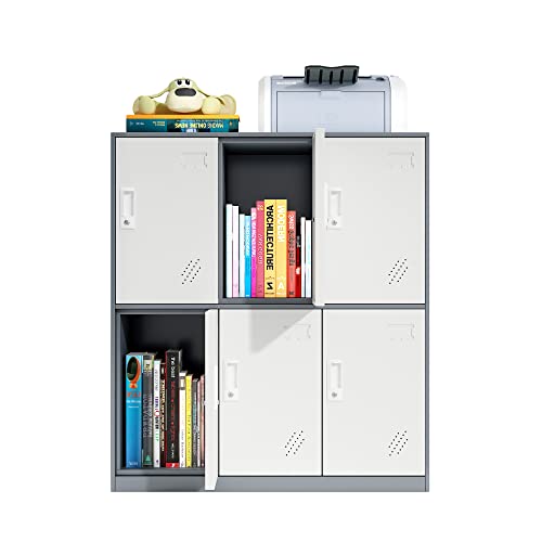 Metal Storage Cabinet with Card Slot - White+Gray 37.8" L*37.8" W*4.33" H