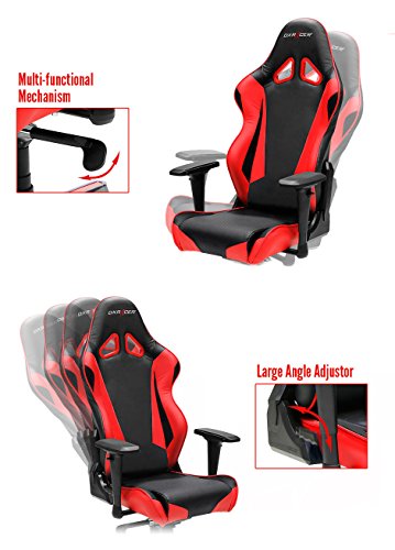DXRacer OH/RV001 Racing Bucket Seat Office Chair Gaming Ergonomic with Lumbar Support (Black, Red)