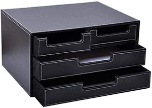 None File Storage Cabinet PU Leather Organizer with 4 Small Drawers (Size: A1/B1)