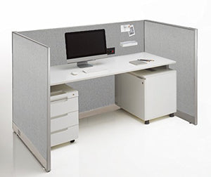 GOF Office Partition: Cubicle Single 8 Station, Large Fabric Room Divider Panel, 30"D x 48”W x 48"H