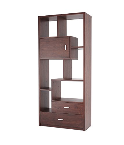 ioHOMES Pollock Modern Display Case with Drawers, Vintage Walnut