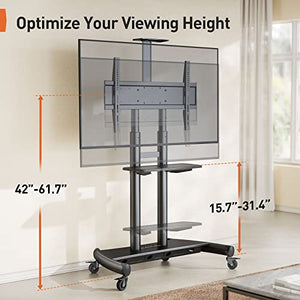 Perlegear Mobile TV Stand for 55-90 inch Flat/Curved TVs up to 200 lbs - PGTVMC07