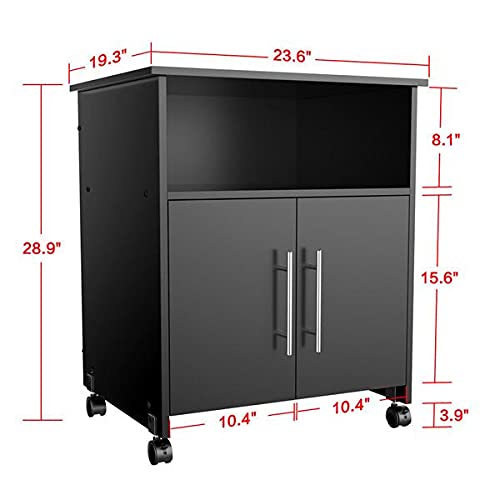 Rolling Printer Stand Mobile Cabinet Cart w/ Doors and Shelves for Home Office BlowN Printer Stand Storage cart Desk Organization Desk Riser Office Furniture Printer Stand with Storage