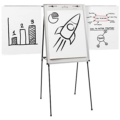 Quartet Easel, Dry-Erase, Steel, Dual-Purpose Writing Board/Flipchart, Total Erase, 29" x 40", Black Frame (81E)