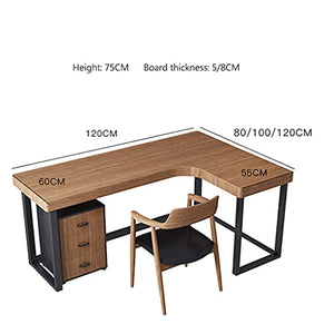 SHENXINCI L-Shaped Desk Solid Wood Desk, Walnut Corner Gaming Computer Desks for Home Office PC Workstation Table,Wood(Walnut) & Metal(Black),Multiple