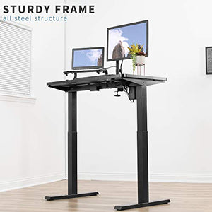VIVO Electric 43 x 24 inch Stand Up Desk, 3 Section Table Top with Frame, Height Adjustable Standing Workstation with Simple Controller, Black, DESK-EP43TB