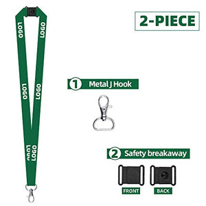 100 Pack Customized Neck Straps Custom Lanyards Print Your Logo Text Name Image with Safety Breakaway and Metal Clip for Office Company School