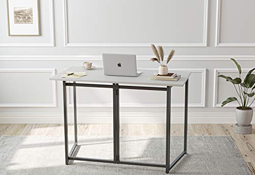 Cubiker 40" Folding Computer Desk,Small Home Office Laptop Work Desk,Study Writing Table,No-Assembly,Foldable and Portable Design,White