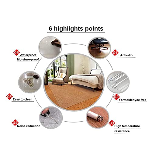 YUYI Clear PVC Desk Chair Mat - Anti-Slip Transparent Carpet Protector - 1.5mm Thickness