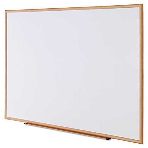 Universal 43621 Dry-Erase Board, Melamine, 72 x 48, White, Oak-Finished Frame