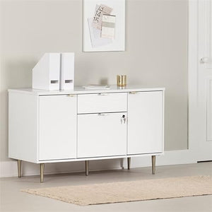 South Shore Koryn 2-Drawer Credenza with Doors, Pure White
