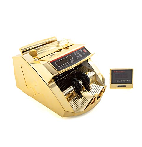 Gold Money Counter with Counterfeit Detection & Bill Counting | Light Up Display | 1,000 Bills a Minute |Fits US Dollar and Larger