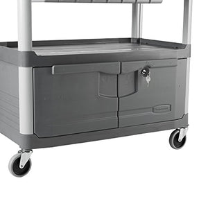 Rubbermaid Commercial Xtra Instrument and Rolling Utility Cart, Gray with Drawer and Cabinet - 300 lbs Capacity