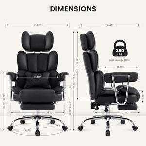 IWMH High Back PU Leather Office Chair with Footrest & Lumbar Cushion