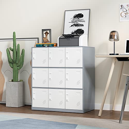 Metal Storage Cabinet with Card Slot - White+Gray 37.8" L*37.8" W*4.33" H