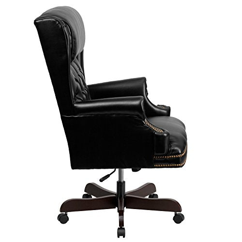 Flash Furniture High Back Traditional Tufted Black Leather Executive Swivel Chair with Arms