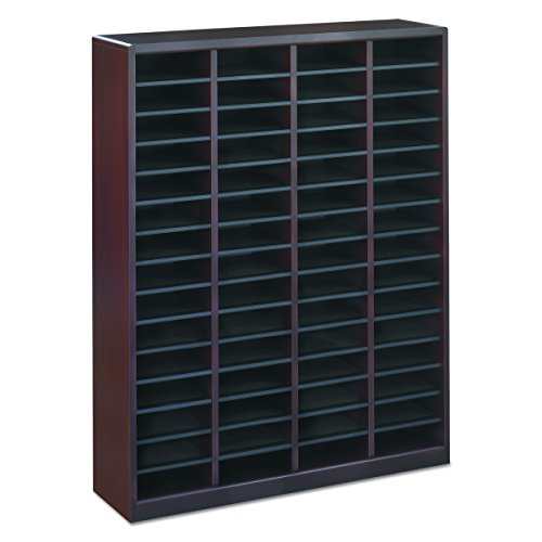 Safco Products E-Z Stor Wood Literature Organizer, 60 Compartment, 9331MH, Mahogany, Durable Construction, Removable Shelves, Plastic Label Holders