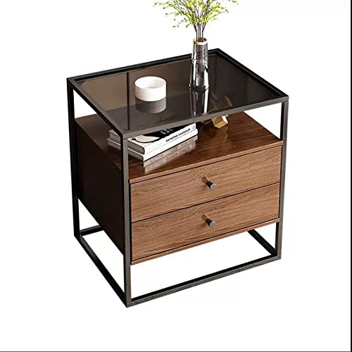 BinOxy Coffee Table with Tempered Glass Top, Metal Frame, Storage Cabinet, and Drawers for Living Room and Bedroom