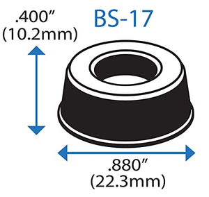 Bumper Specialties, Inc. Recessed Self-Adhesive Rubber Door Stoppers and Wall Protectors .880" x .400" - 1,440 pcs/Box - BS17 Black
