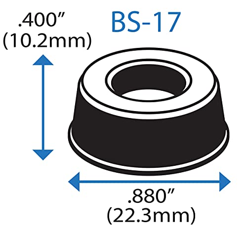 Bumper Specialties, Inc. Recessed Self-Adhesive Rubber Door Stoppers and Wall Protectors .880" x .400" - 1,440 pcs/Box - BS17 Black